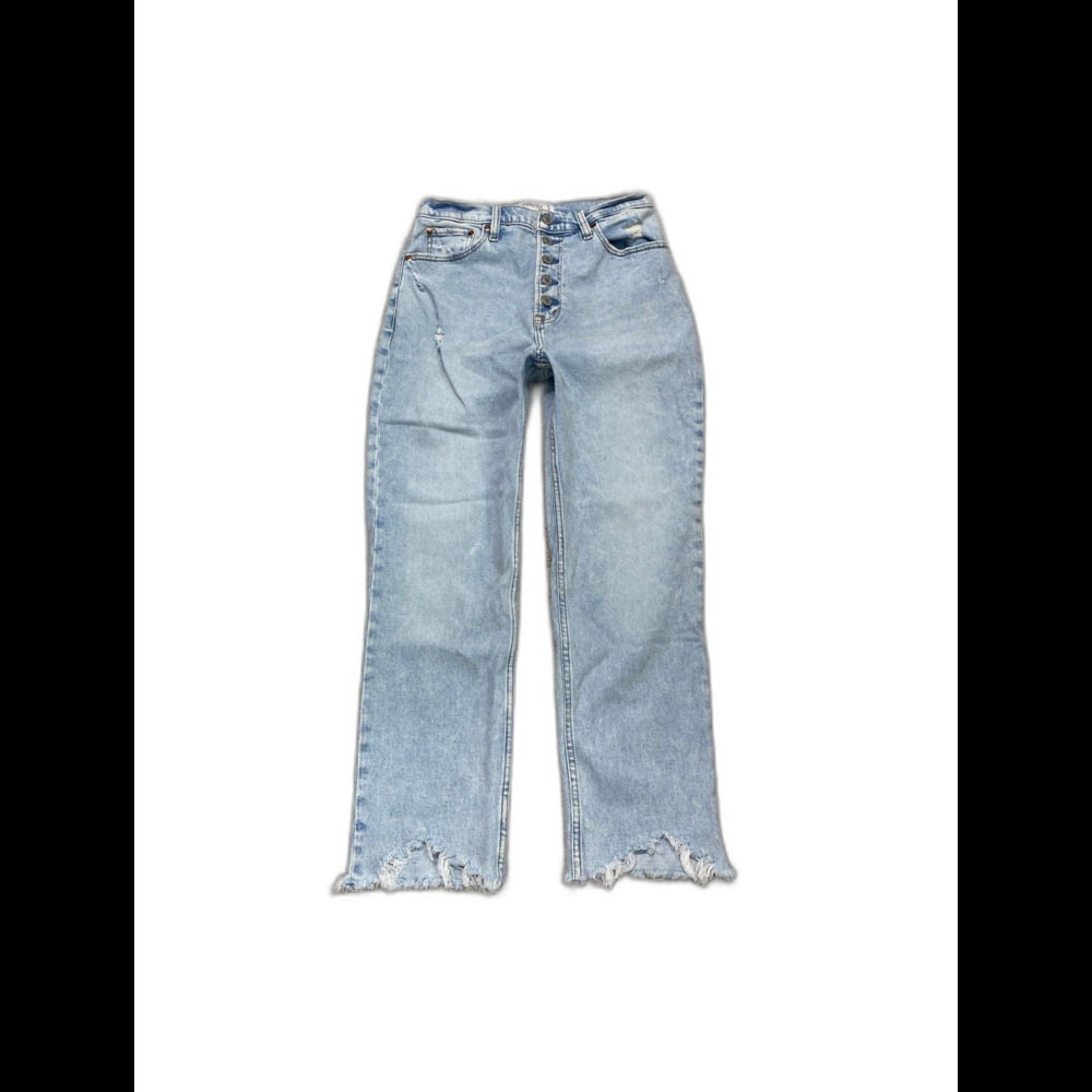 Abercrombie & Fitch Ultra High-Rise Ankle Straight Crop Curve Love Raw Hem 27/4